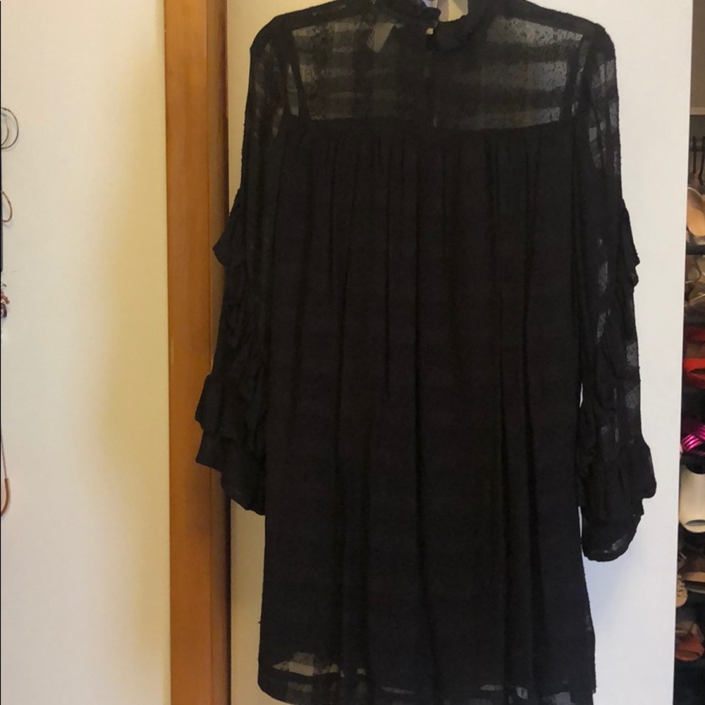 H&M RUFFLE CHECK SHEER BLACK BABYDOLL DRESS - Picture 7 of 8